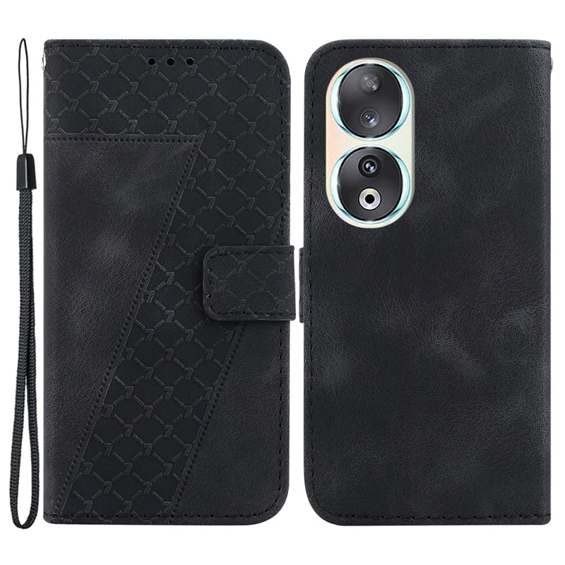 Custodia in pelle PU per Honor 90, cover per telefono antiurto a 7 forme stampate - Nero