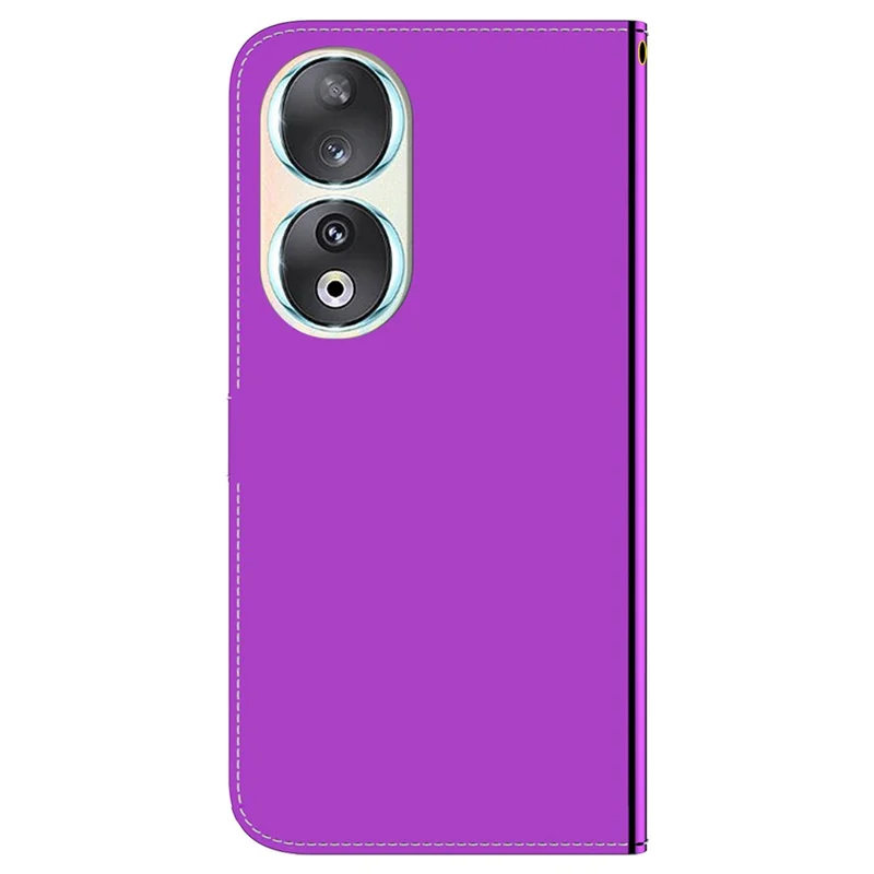 Wallet Phone Case for Honor 90 Mirror-Like Surface PU Leather Stand Flip Cover - Purple