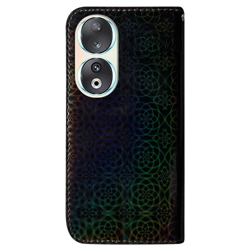Wallet PU Leather Case for Honor 90 , Dazzling Flower Pattern Stand Cell Phone Cover - Black