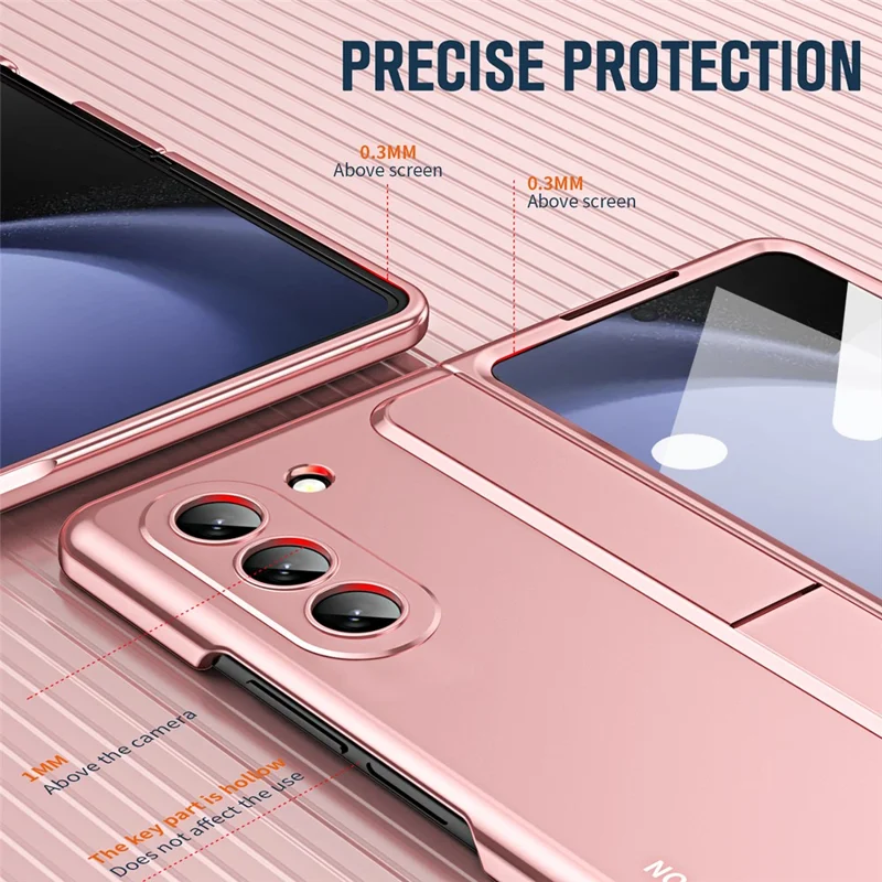 Til Samsung Galaxy Z Fold5 5G Flip Case Hængselbeskyttelse PC-telefonbeslag med skærmfilm/stiftpen - Pink