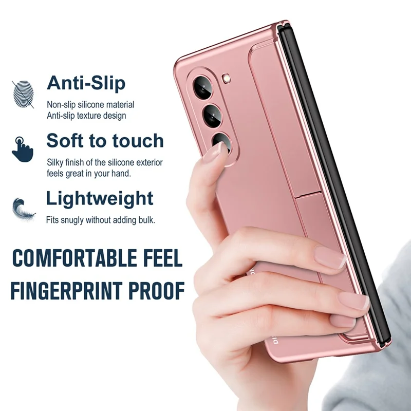 Til Samsung Galaxy Z Fold5 5G Flip Case Hængselbeskyttelse PC-telefonbeslag med skærmfilm/stiftpen - Pink
