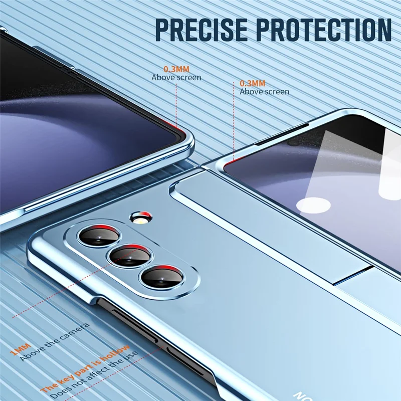 For Samsung Galaxy Z Fold5 5G Kickstand Case Hinge Protection PC Phone Cover with Screen Film / Stylus - Blue