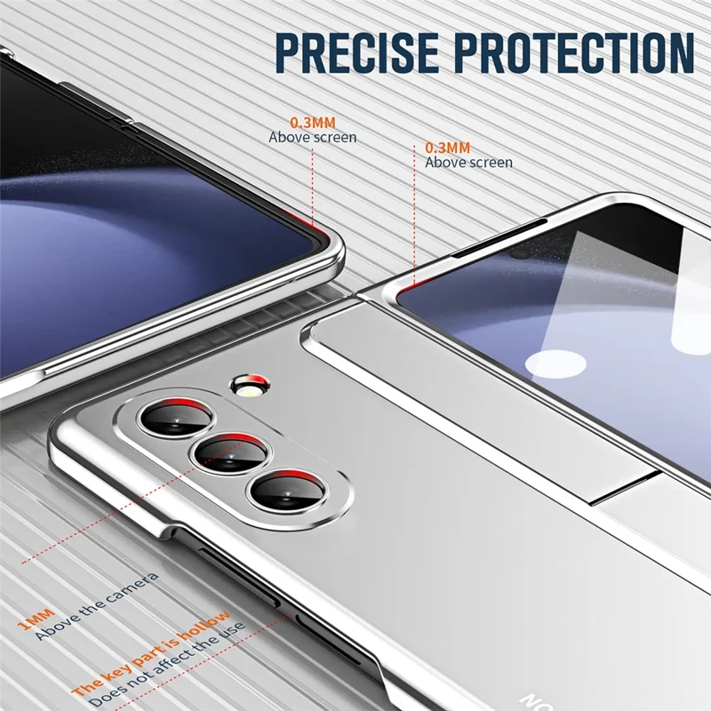 For Samsung Galaxy Z Fold5 5G Kickstand Case Hinge Protection PC Phone Cover with Screen Film / Stylus - Silver