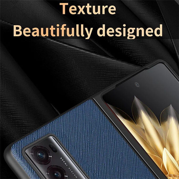 For Honor Magic V2 5G Custodia per telefono in pelle PU + PC Finitura gommata Texture a croce Copertura pieghevole - Nero