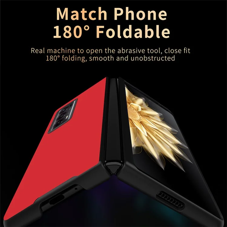 For Honor Magic V2 5G PU Leder beschichtete PC Handyhülle Litchi-Textur, gummierte stoßfeste Abdeckung - Schwarz