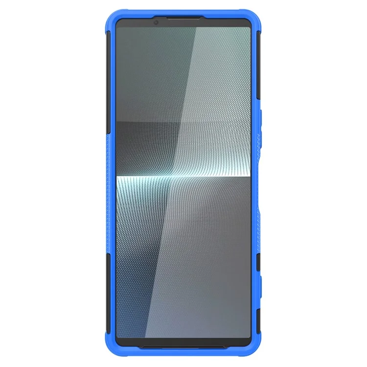 For Sony Xperia 1 V Drop Proof Tyre Pattern PC+TPU Phone Case Kickstand Phone Cover - Blue