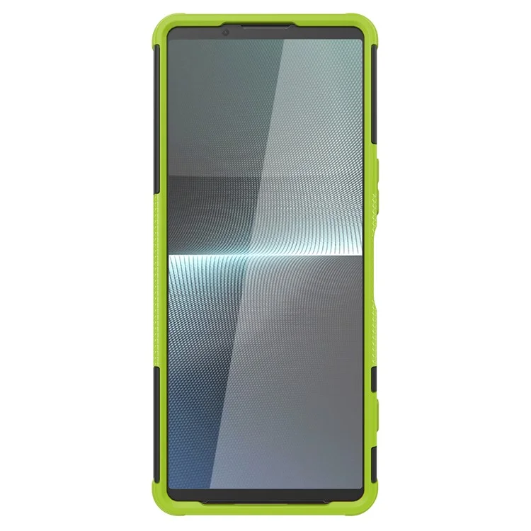Für Sony Xperia 1 V Fallschutz-Reifenmuster PC+TPU Handyhülle Kickstand Handyhülle - Grün