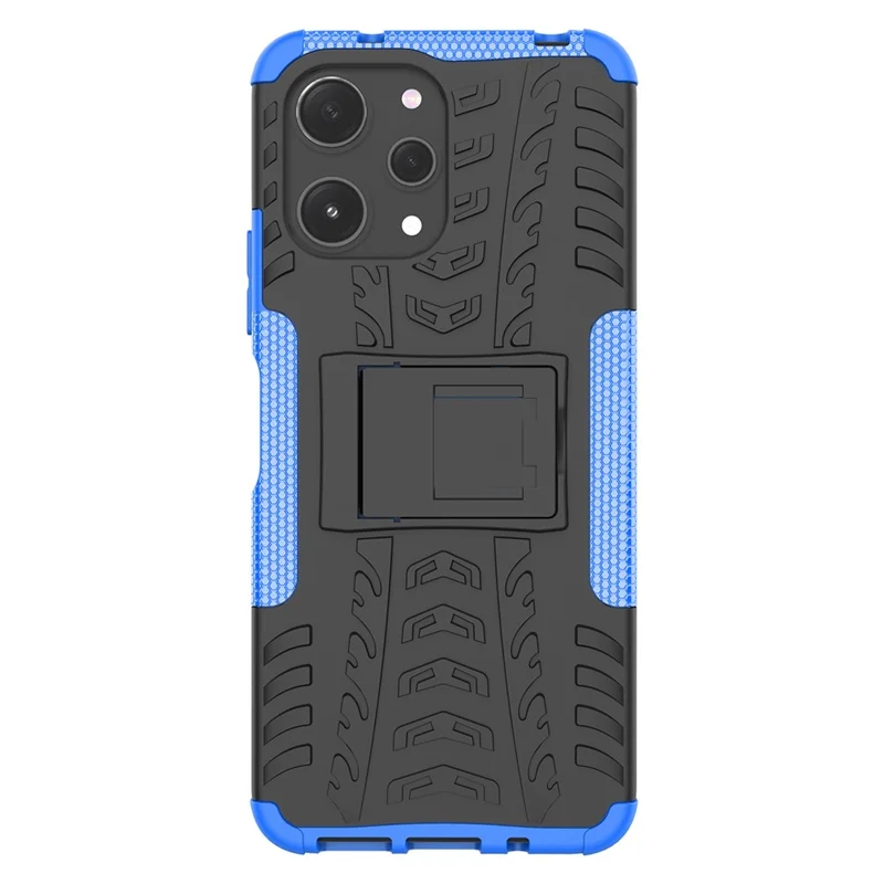 Para Xiaomi Redmi 12 4G Funda de teléfono a prueba de golpes con patrón de neumático PC+TPU, soporte de teléfono - Azul
