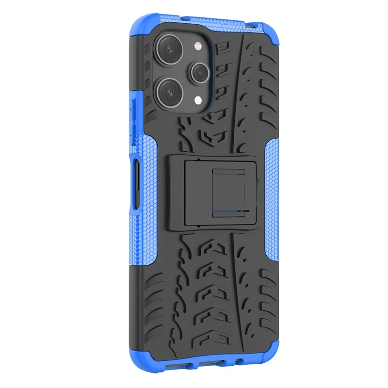 Para Xiaomi Redmi 12 4G Funda de teléfono a prueba de golpes con patrón de neumático PC+TPU, soporte de teléfono - Azul