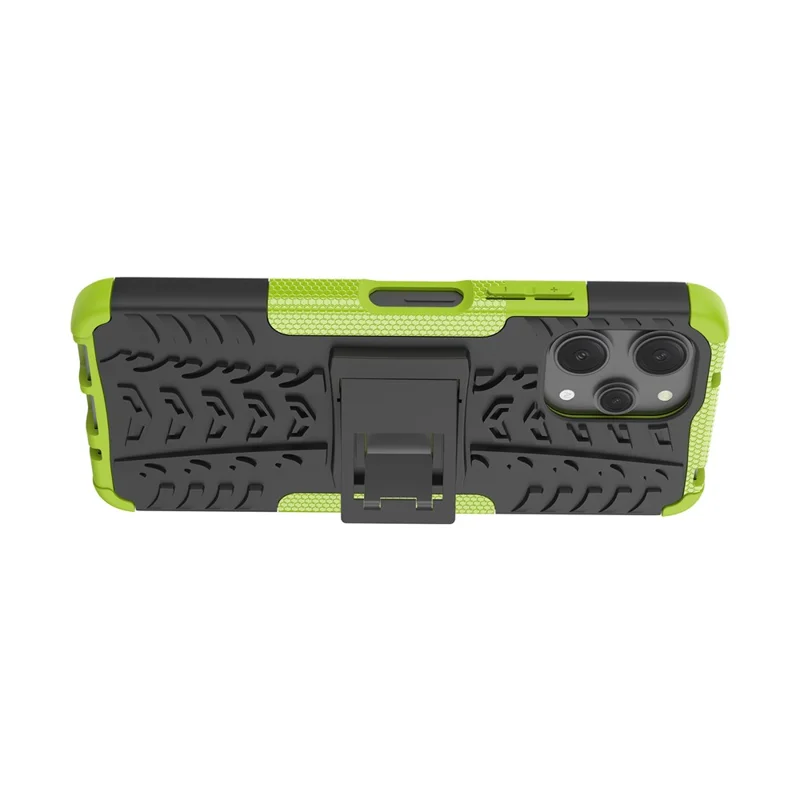Für Xiaomi Redmi 12 4G stoßfestes Reifenmuster PC+TPU-Handyhülle mit Ständer - Grün