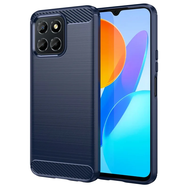 TPU Phone Case for Honor X8 5G / X6 4G / X6 5G / X6s 4G / Play 30 / Play6C 4G / 70 Lite 5G / X8a 5G , Brushed Carbon Fiber Texture Protective Cover - Blue