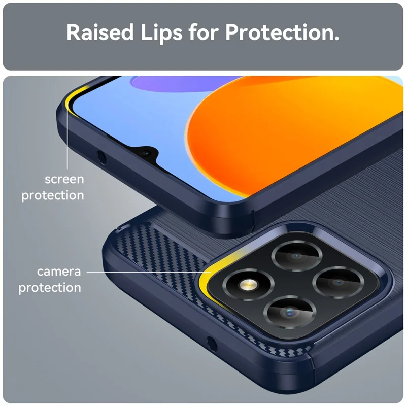 TPU Phone Case for Honor X8 5G / X6 4G / X6 5G / X6s 4G / Play 30 / Play6C 4G / 70 Lite 5G / X8a 5G , Brushed Carbon Fiber Texture Protective Cover - Blue