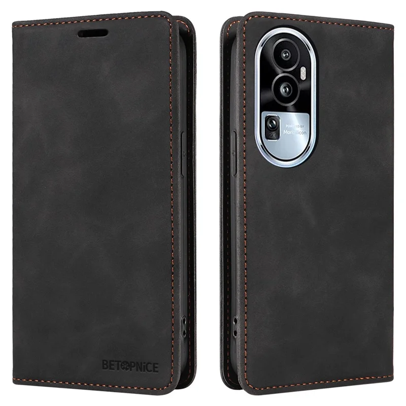 BETOPNICE 003 per Oppo Reno10 Pro 5G (Global) / Reno10 5G (Global) Custodia Portafoglio in PU Pelle con Blocco RFID e Supporto - Nero