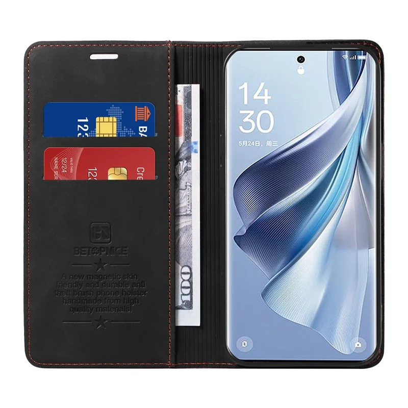 BETOPNICE 003 per Oppo Reno10 Pro 5G (Global) / Reno10 5G (Global) Custodia Portafoglio in PU Pelle con Blocco RFID e Supporto - Nero