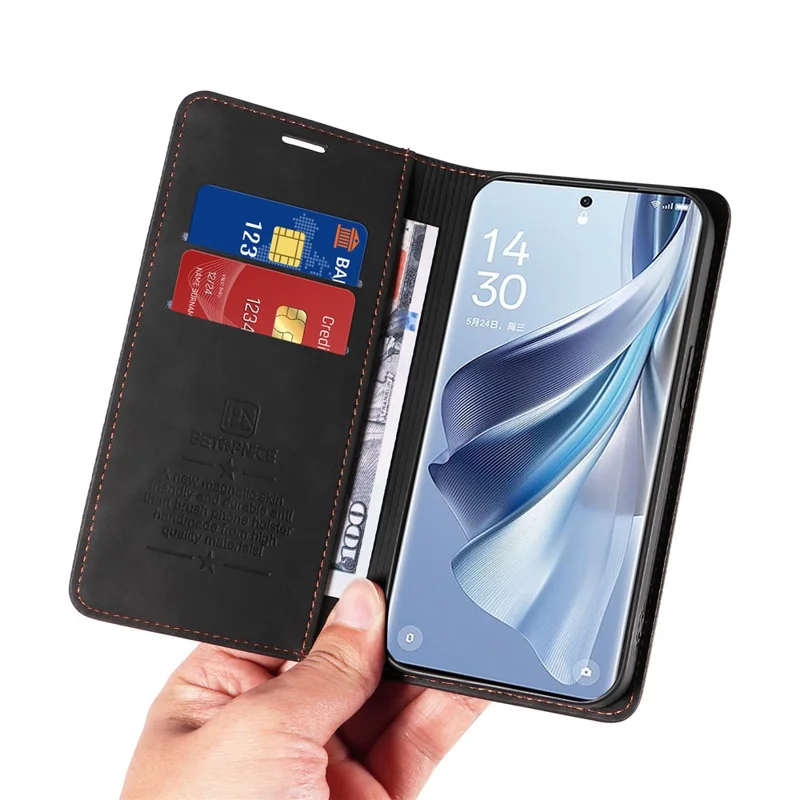 BETOPNICE 003 per Oppo Reno10 Pro 5G (Global) / Reno10 5G (Global) Custodia Portafoglio in PU Pelle con Blocco RFID e Supporto - Nero