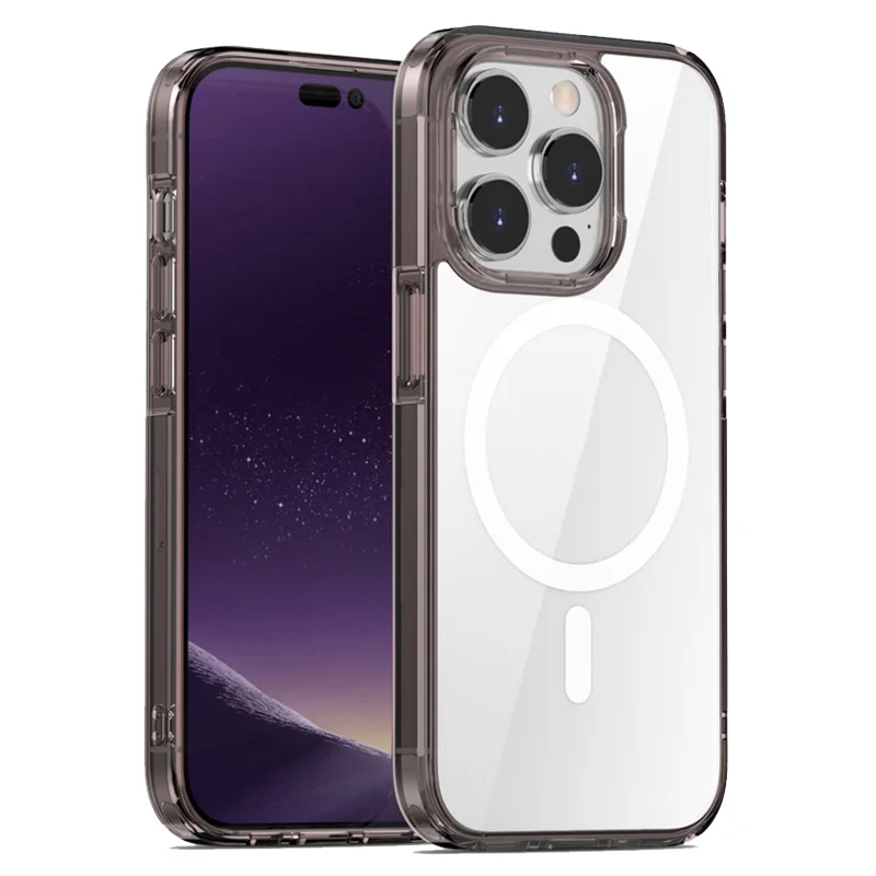 Série Aurora Pour iPhone 15 Pro Max Coque de Protection Antichoc Magnétique TPU+PC Étui de Téléphone Compatible avec MagSafe - Marron