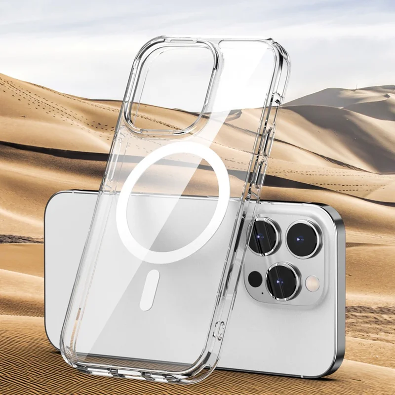 Série Aurora Pour iPhone 15 Pro Max Coque de Protection Antichoc Magnétique TPU+PC Étui de Téléphone Compatible avec MagSafe - Marron