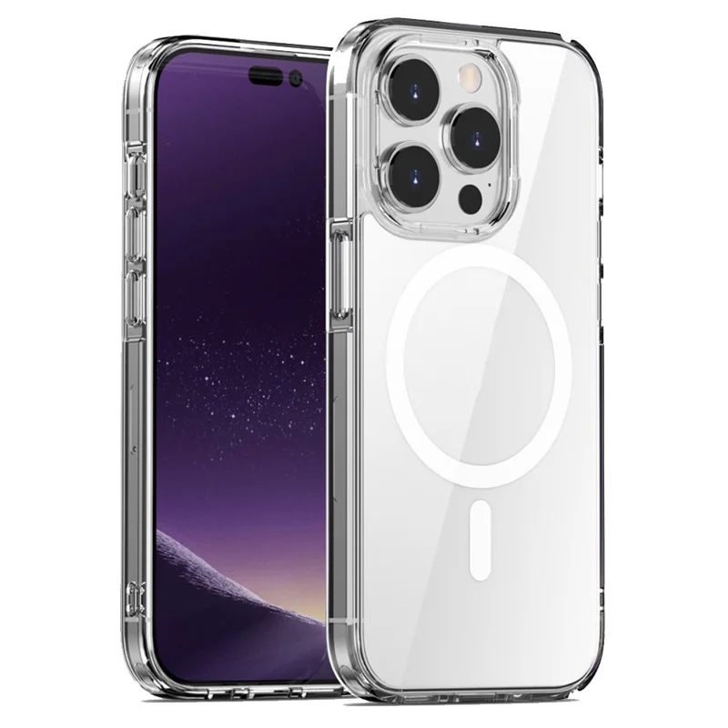 Série Aurora pour iPhone 15 Coque de téléphone transparente compatible MagSafe en TPU+PC antichoc