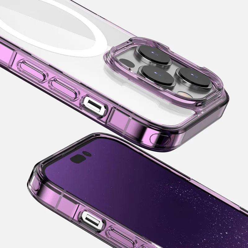 Série Aurora pour iPhone 15 Coque de téléphone transparente compatible MagSafe en TPU+PC antichoc
