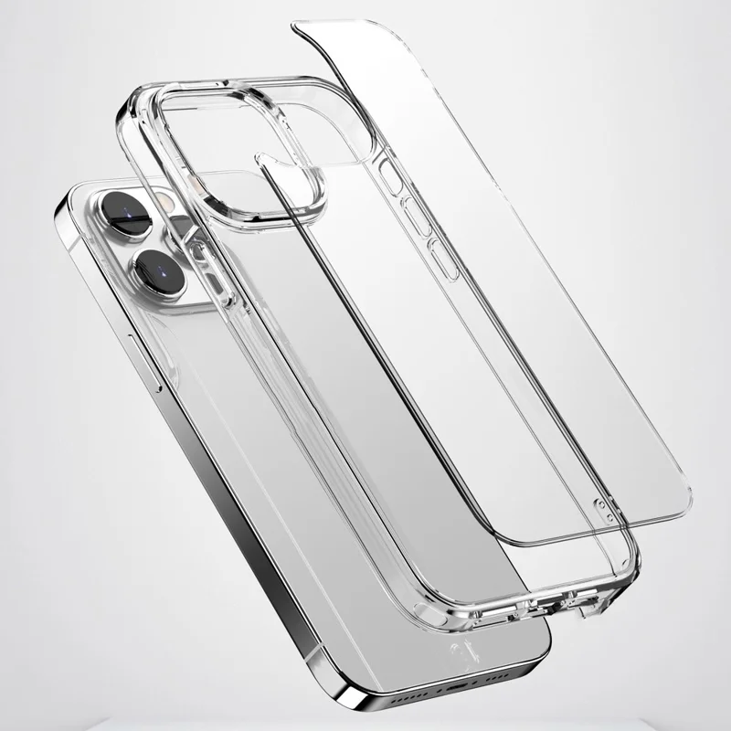 Aurora Series For iPhone 15 Plus Hard PC + Soft TPU Phone Case Clear Mobile Phone Shell Cover - Transparent Tan