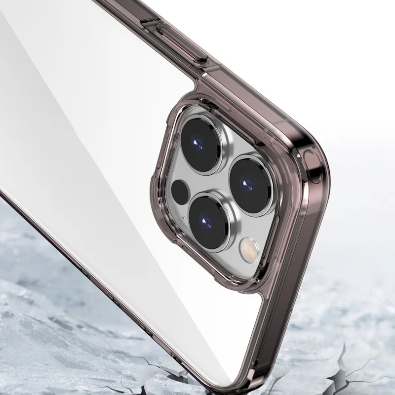 Série Aurora PC + Coque TPU pour iPhone 15 Pro, Coque de téléphone portable transparente anti-rayures - Tan transparent