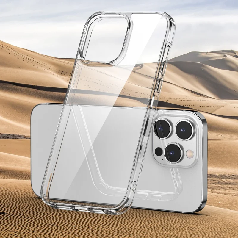 Série Aurora PC + Coque TPU pour iPhone 15 Pro, Coque de téléphone portable transparente anti-rayures - Tan transparent