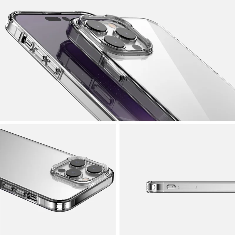 Aurora Series For iPhone 15 Pro Max Clear Mobile Phone Shell PC + TPU Anti-Scratch Phone Case Cover - Transparent Purple