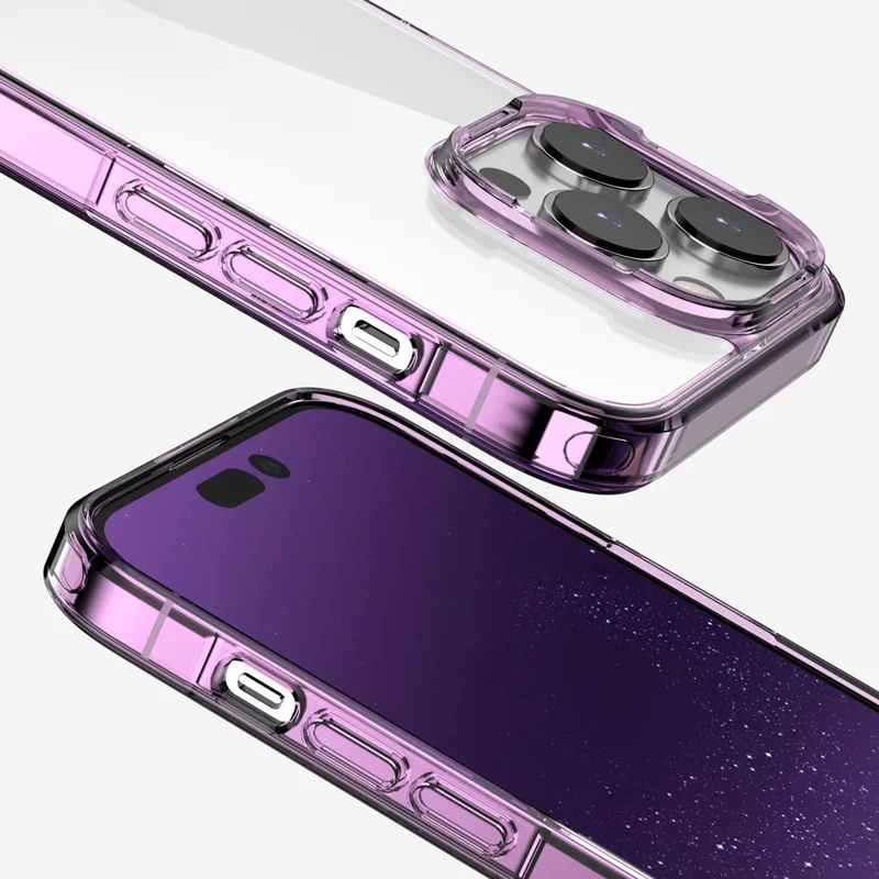 Aurora Series For iPhone 15 Pro Max Clear Mobile Phone Shell PC + TPU Anti-Scratch Phone Case Cover - Transparent Purple
