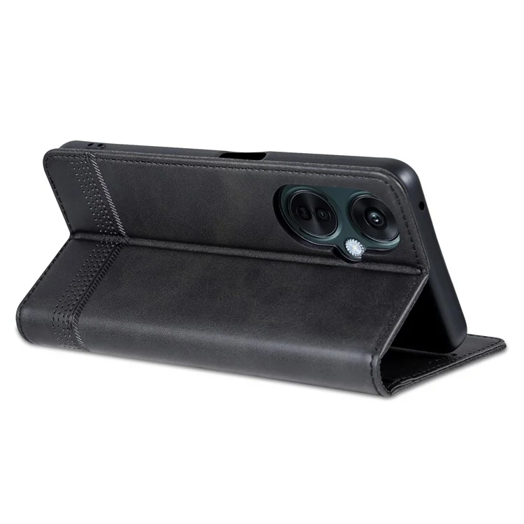 AZNS For Oppo K11x 5G Wallet PU Leather Phone Case Cowhide Texture Stand Cover - Black