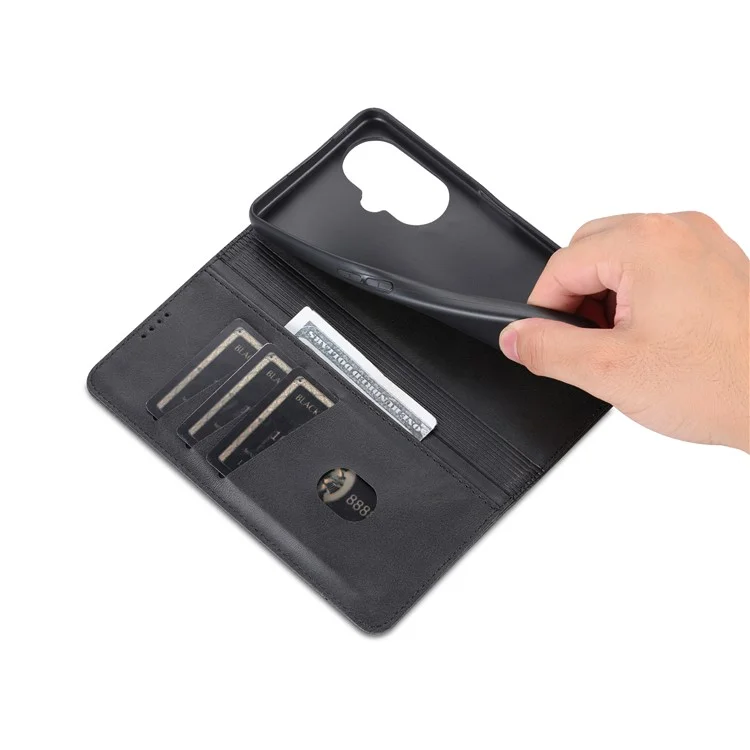 AZNS For Oppo K11x 5G Wallet PU Leather Phone Case Cowhide Texture Stand Cover - Black
