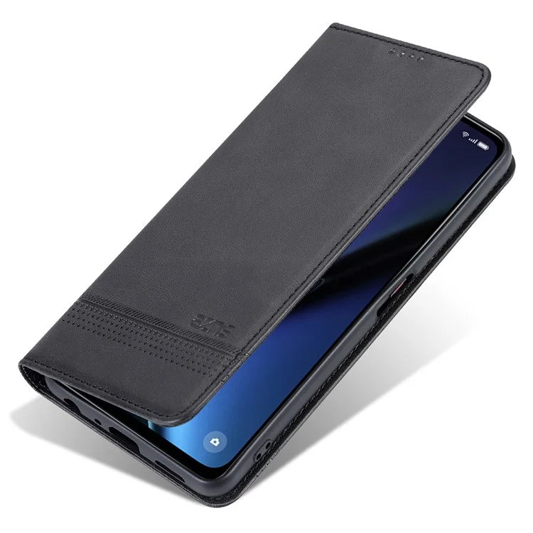AZNS For Oppo K11x 5G Wallet PU Leather Phone Case Cowhide Texture Stand Cover - Black