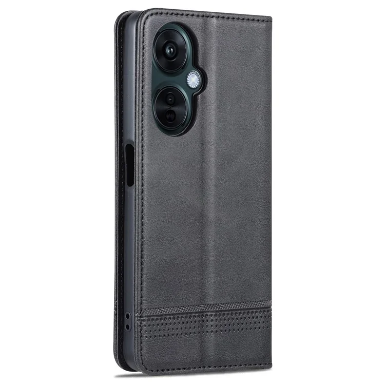 AZNS For Oppo K11x 5G Wallet PU Leather Phone Case Cowhide Texture Stand Cover - Black