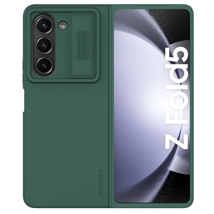 NILLKIN Shockproof Case for Samsung Galaxy Z Fold5 5G Dual Layer Hybrid Hard PC Soft Silicone Case with Slide Camera Lens Cover - Green