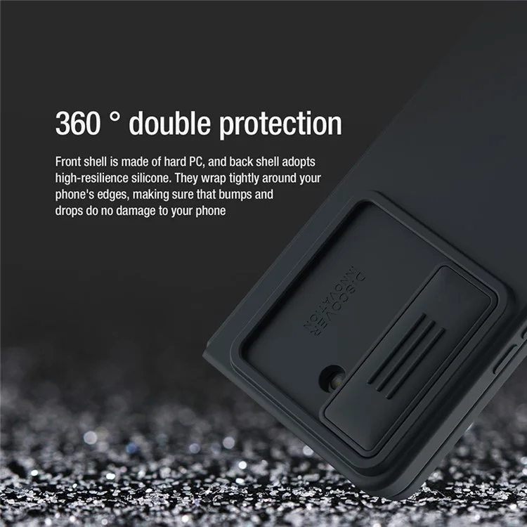 NILLKIN Shockproof Case for Samsung Galaxy Z Fold5 5G Dual Layer Hybrid Hard PC Soft Silicone Case with Slide Camera Lens Cover - Green