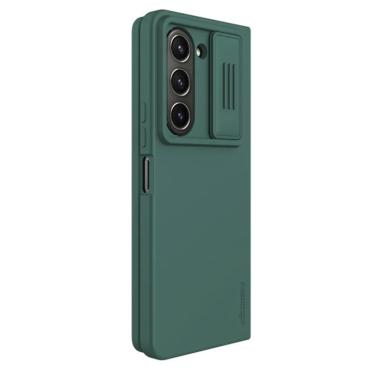 NILLKIN Shockproof Case for Samsung Galaxy Z Fold5 5G Dual Layer Hybrid Hard PC Soft Silicone Case with Slide Camera Lens Cover - Green