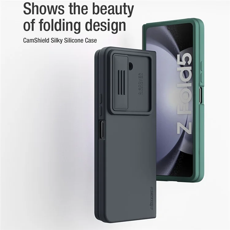 NILLKIN Shockproof Case for Samsung Galaxy Z Fold5 5G Dual Layer Hybrid Hard PC Soft Silicone Case with Slide Camera Lens Cover - Green