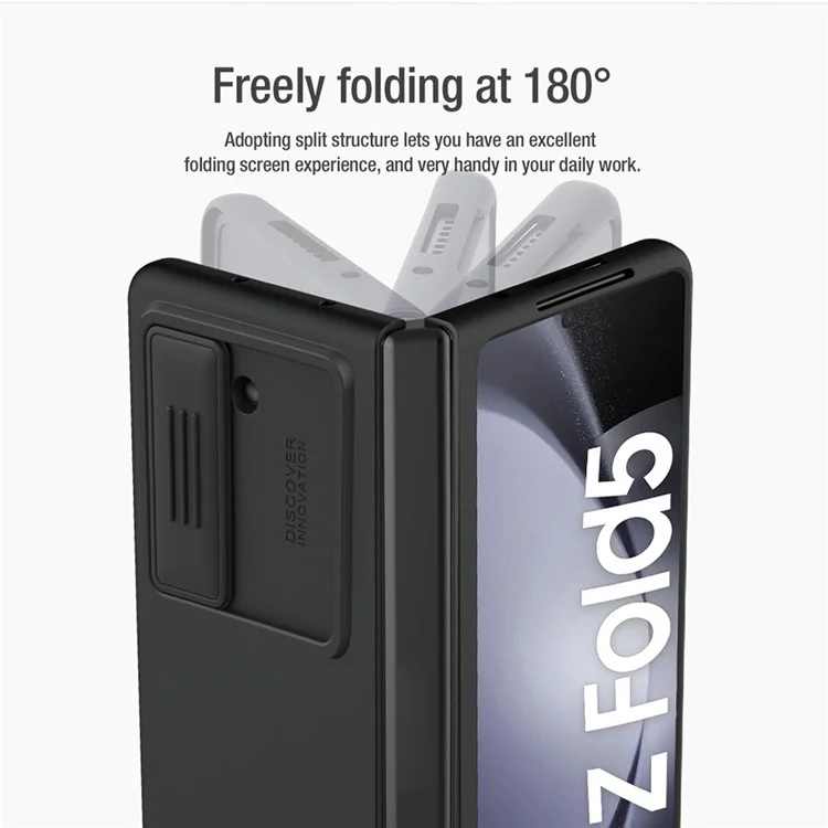 NILLKIN Shockproof Case for Samsung Galaxy Z Fold5 5G Dual Layer Hybrid Hard PC Soft Silicone Case with Slide Camera Lens Cover - Green