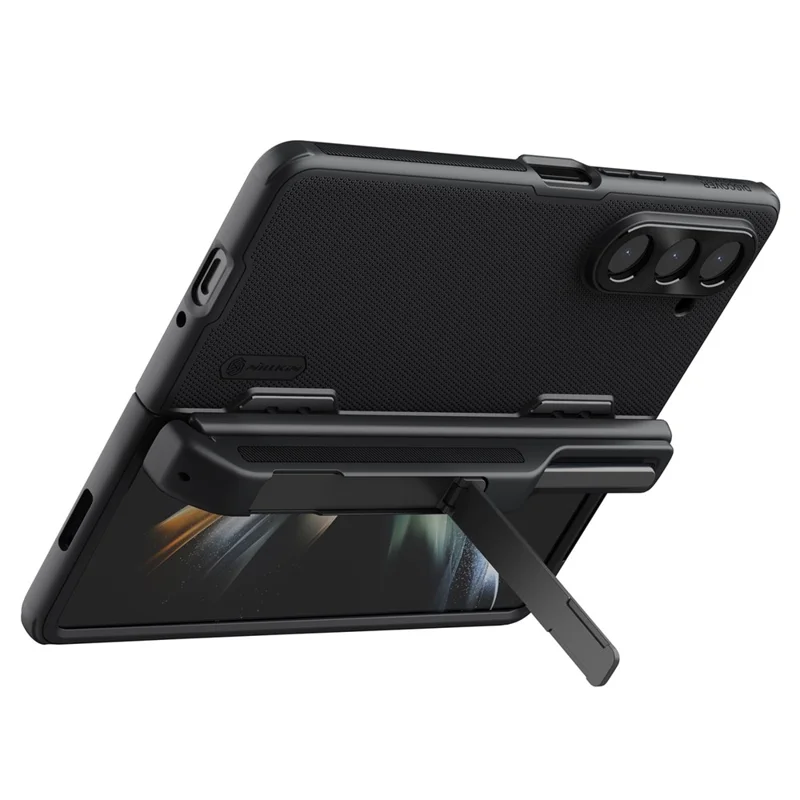 NILLKIN Super Frosted Shield Fold pour Samsung Galaxy Z Fold5 5G Étui de téléphone en PC + TPU mat avec support et fente pour stylo - Noir