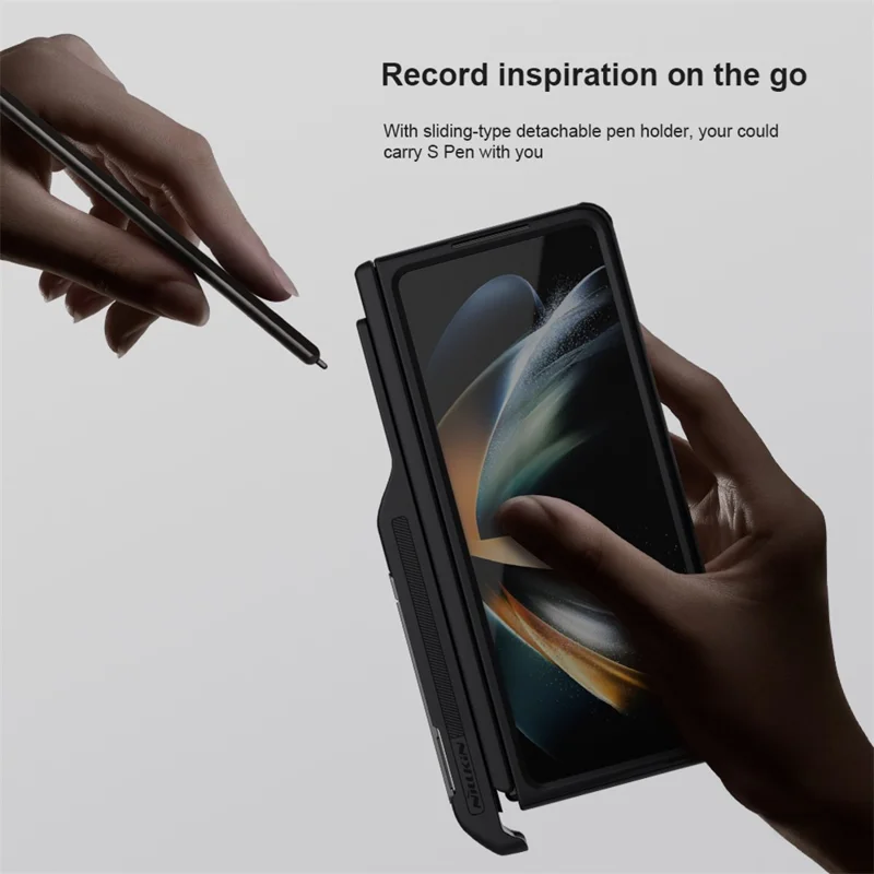 NILLKIN Super Frosted Shield Fold pour Samsung Galaxy Z Fold5 5G Étui de téléphone en PC + TPU mat avec support et fente pour stylo - Noir