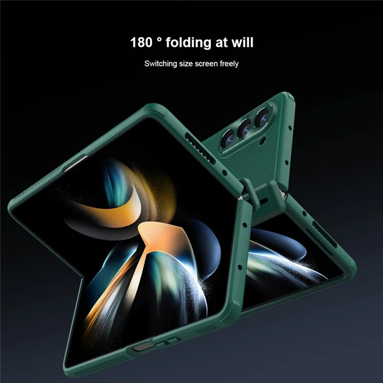 NILLKIN Super Frosted Shield Fold for Samsung Galaxy Z Fold5 5G PC + TPU Phone Case Matte Kickstand Cover with Pen Slot - Green