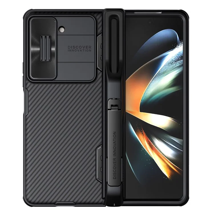 NILLKIN CamShield Fold Case für Samsung Galaxy Z Fold5 5G TPU+PC Handyhülle mit Ständer und Stifthalter - Schwarz