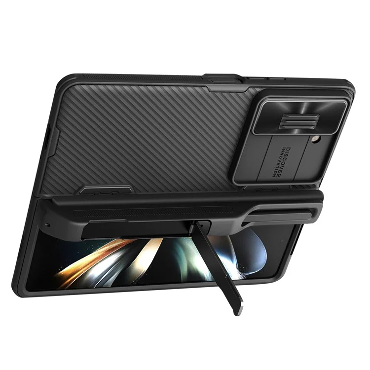 NILLKIN CamShield Fold Case für Samsung Galaxy Z Fold5 5G TPU+PC Handyhülle mit Ständer und Stifthalter - Schwarz