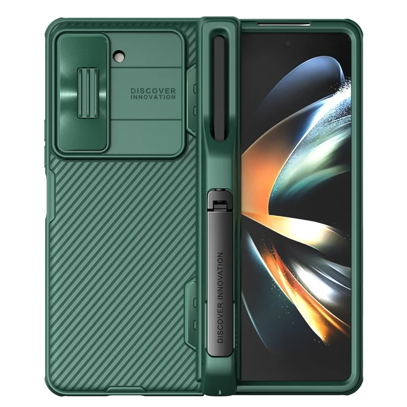 NILLKIN CamShield Fold Case for Samsung Galaxy Z Fold5 5G TPU+PC Phone Cover Kickstand Shell with Pen Slot - Green