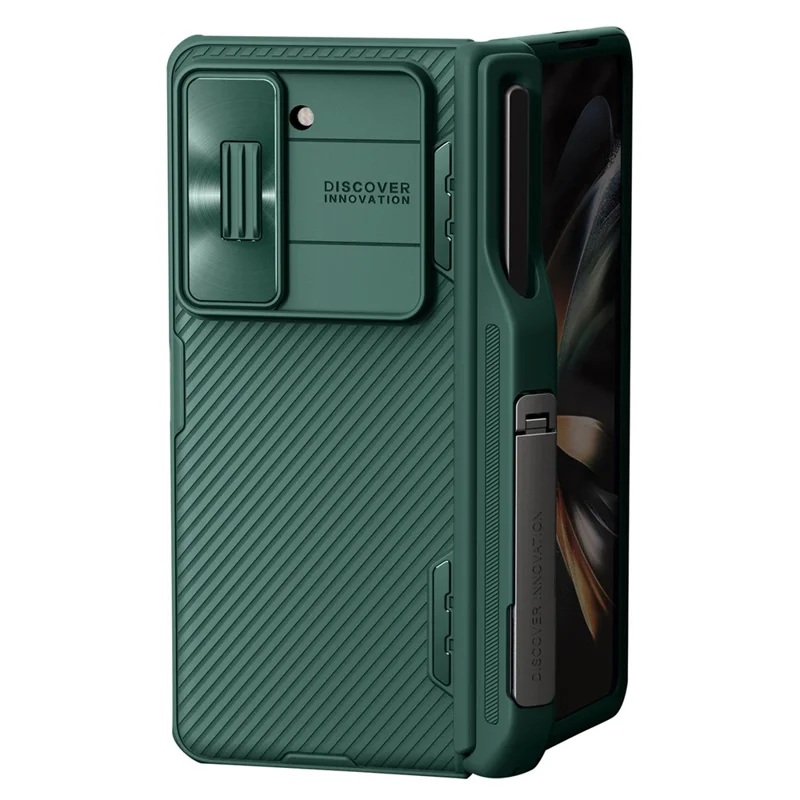 NILLKIN CamShield Fold Case for Samsung Galaxy Z Fold5 5G TPU+PC Phone Cover Kickstand Shell with Pen Slot - Green