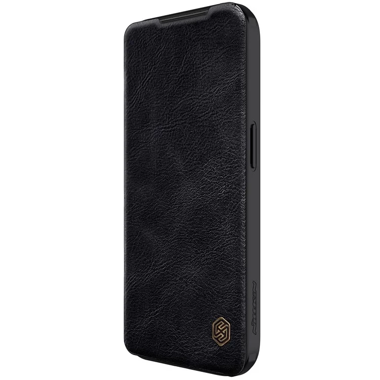 NILLKIN Qin Pro Series for iPhone 15 Pro Max PU Leather Card Holder Phone Case Slide Camera Lid Anti-drop Cover - Black