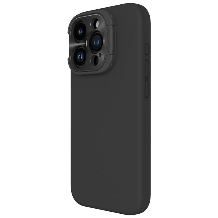 NILLKIN Lenswing Magnetic Phone Case for iPhone 15 Pro , Soft Silicone Camera Lens Frame Kickstand Cover - Black