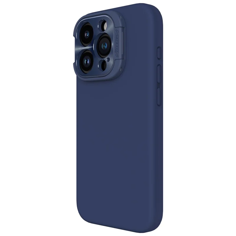 NILLKIN Lenswing Magnetic Phone Case for iPhone 15 Pro , Soft Silicone Camera Lens Frame Kickstand Cover - Blue