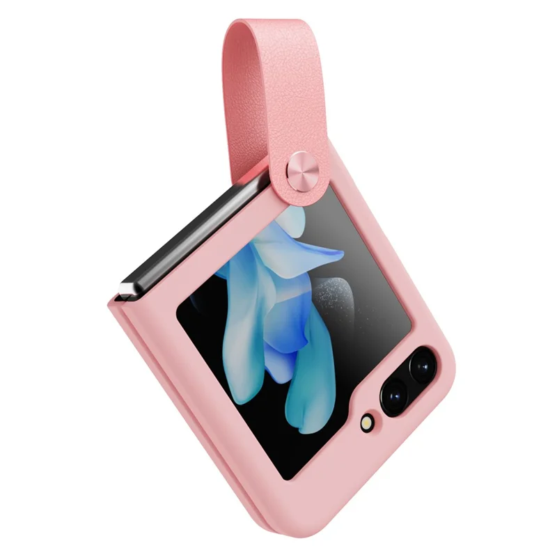NILLKIN For Samsung Galaxy Z Flip5 5G Liquid Silicone Phone Case Finger Strap Kickstand Protective Cover - Pink