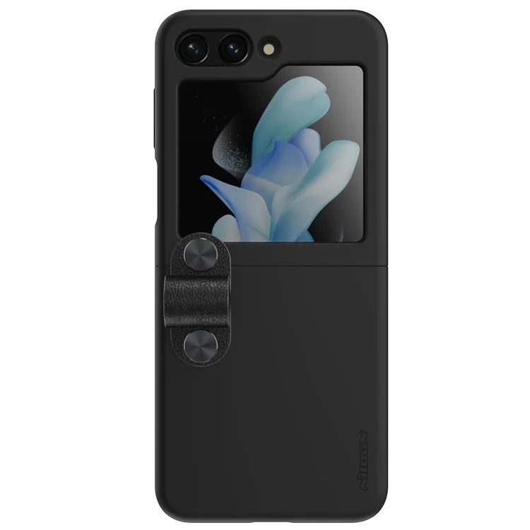NILLKIN Pour Samsung Galaxy Z Flip5 5G Étui de Protection en Silicone Liquide avec Porte-Doigt et Support - Noir