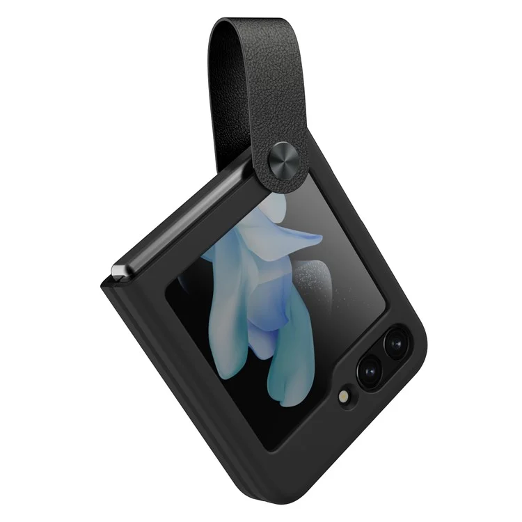 NILLKIN Pour Samsung Galaxy Z Flip5 5G Étui de Protection en Silicone Liquide avec Porte-Doigt et Support - Noir